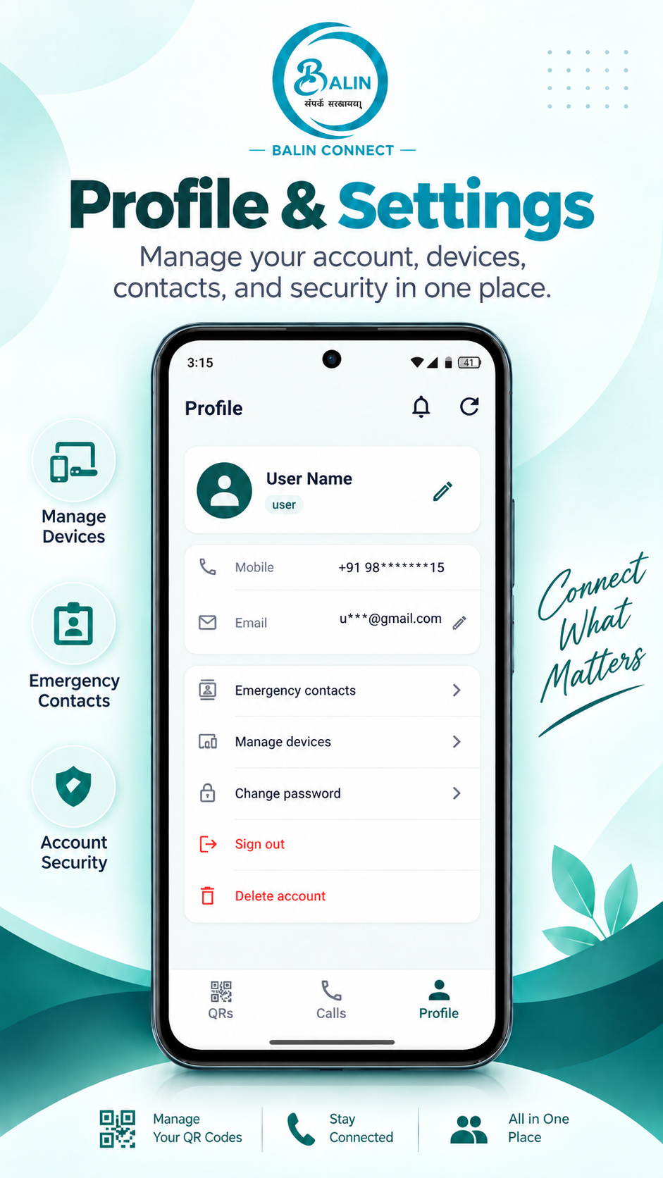 Balin Connect App Interface